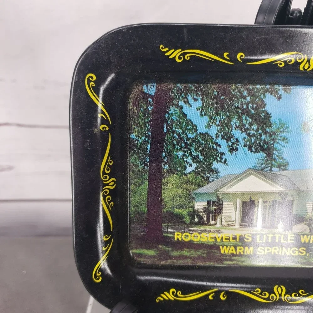 Vintage Tin Souvenir Tray Roosevelt's Little White House Warm Springs, GA. Uniqu
